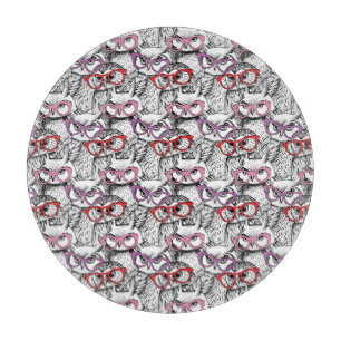 Owl Eyeglasses Pattern Cutting Board