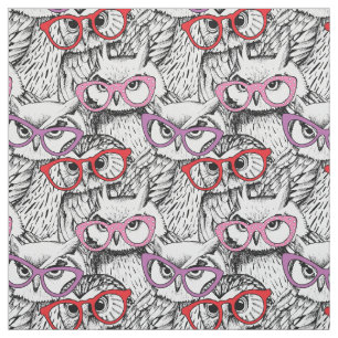 Owl Eyeglasses Pattern Fabric