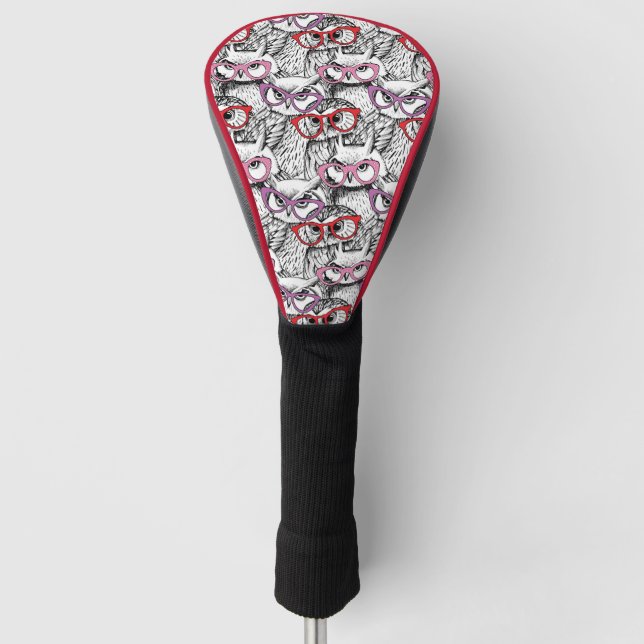 Owl Eyeglasses Pattern Golf Head Cover (Front)