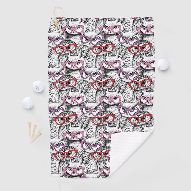 Owl Eyeglasses Pattern Golf Towel (InSitu)