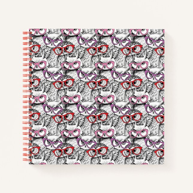 Owl Eyeglasses Pattern Notebook (Front)