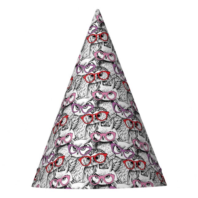 Owl Eyeglasses Pattern Party Hat (Front)