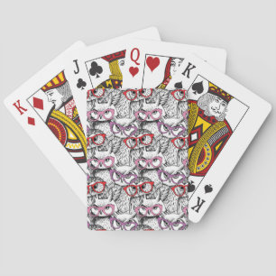 Owl Eyeglasses Pattern Playing Cards