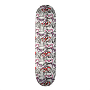Owl Eyeglasses Pattern Skateboard