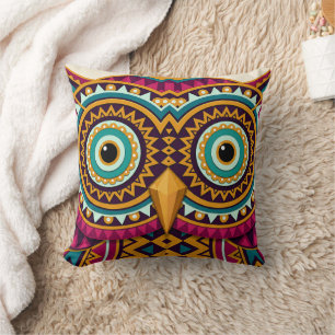 Owl Eyes Folk Art Cushion