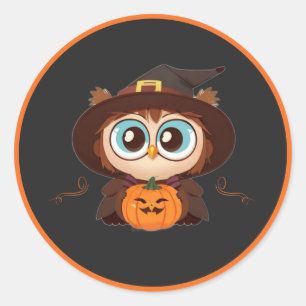 Owl/Fall/Autumn/Halloween/pumpkin Classic Round Sticker