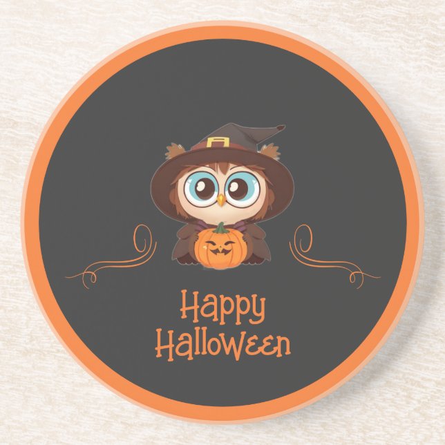 Owl/Fall/Autumn/Halloween/pumpkin Coaster (Front)