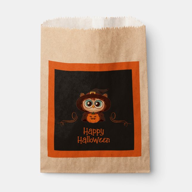 Owl/Fall/Autumn/Halloween/pumpkin Favour Bag (Front)