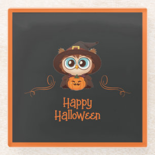 Owl/Fall/Autumn/Halloween/pumpkin Glass Coaster