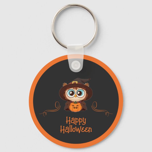 Owl/Fall/Autumn/Halloween/pumpkin Key Ring (Front)