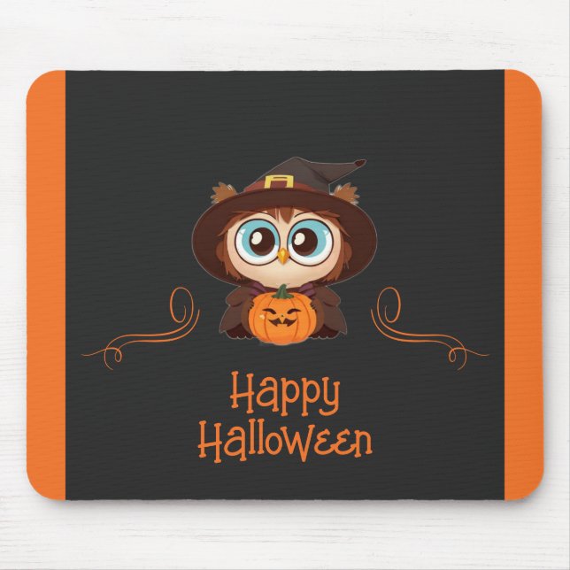 Owl/Fall/Autumn/Halloween/pumpkin Mouse Pad (Front)