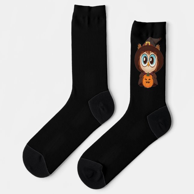 Owl/Fall/Autumn/Halloween/pumpkin Socks (Left)