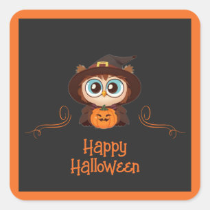 Owl/Fall/Autumn/Halloween/pumpkin Square Sticker