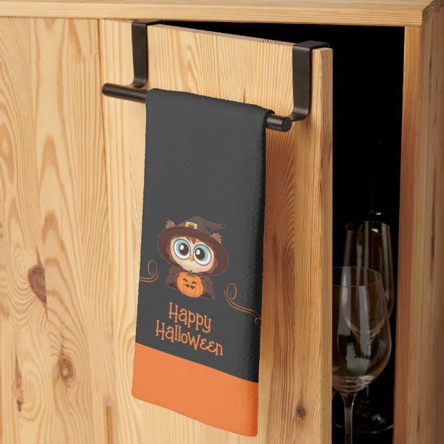 Owl/Fall/Autumn/Halloween/pumpkin Tea Towel (Thirds Fold)