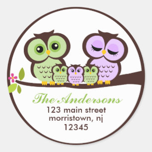 Owl Family Classic Round Sticker