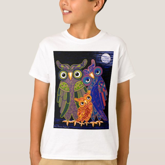 Owl Family Kids T Shirt (Front)