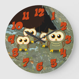 Owl Family Large Clock