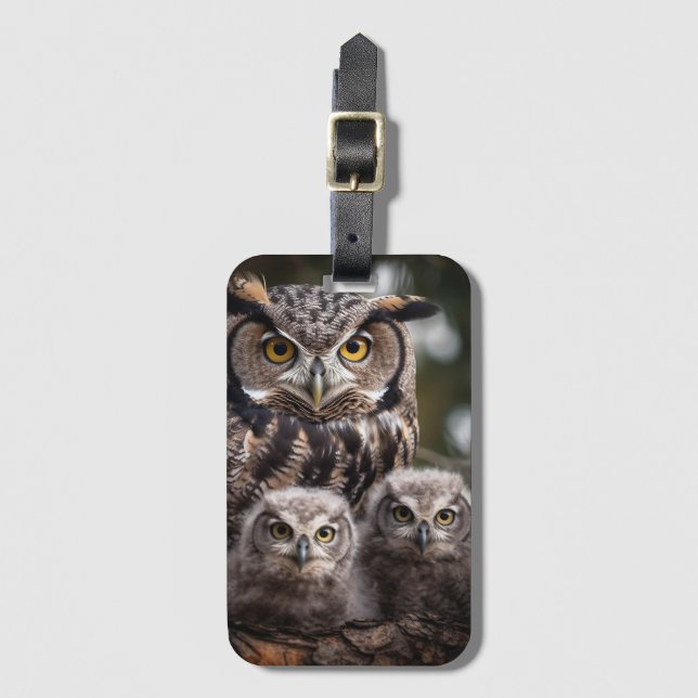 Owl Family Luggage Tag (Front Vertical)