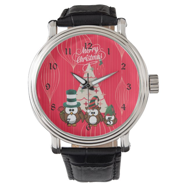 Owl Family Merry Christmas Watch (Front)