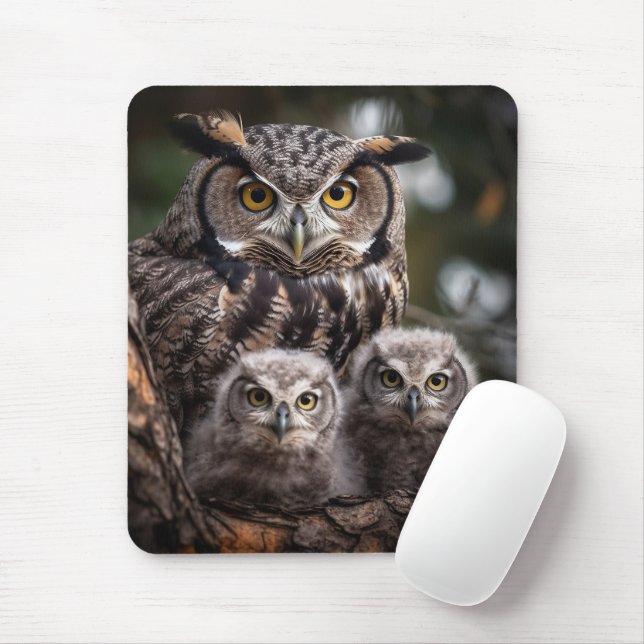 Owl Family Mousepad (With Mouse)