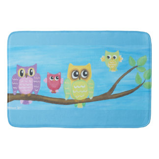 Owl Family on tree Bath Mat