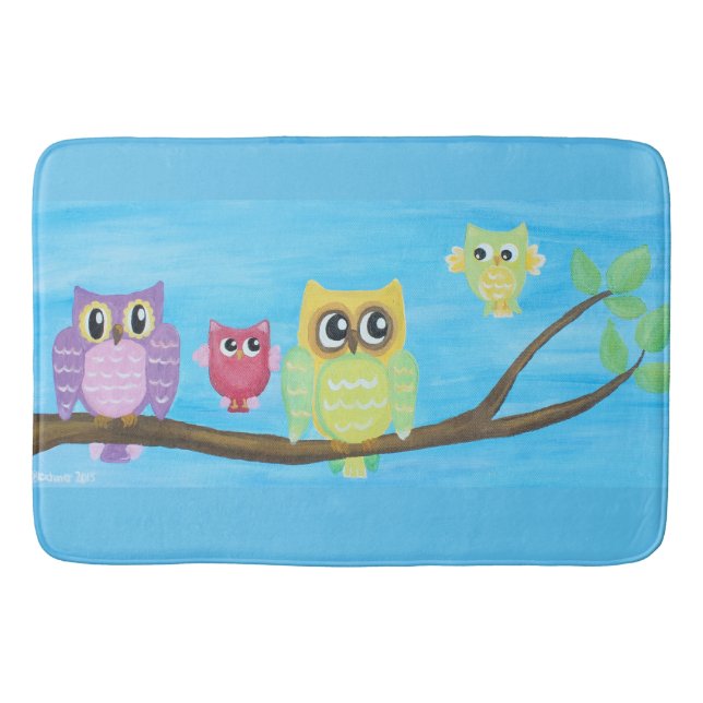 Owl Family on tree Bath Mat (Front)