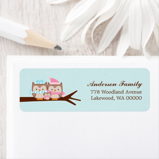 Owl Family Return Address Label (Insitu)