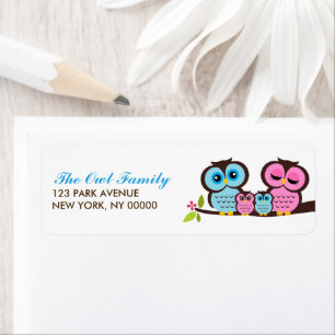 Owl Family Return Address Labels