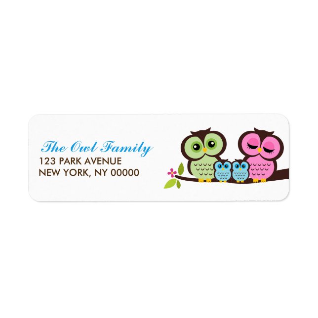 Owl Family Return Address Labels (Front)