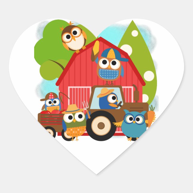 Owl Farmers Heart Sticker (Front)