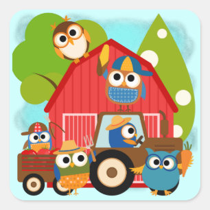 Owl Farmers Square Sticker