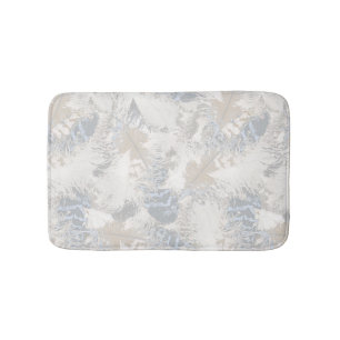 owl Feathers, grey, beige and blue, bird, light, Bath Mat