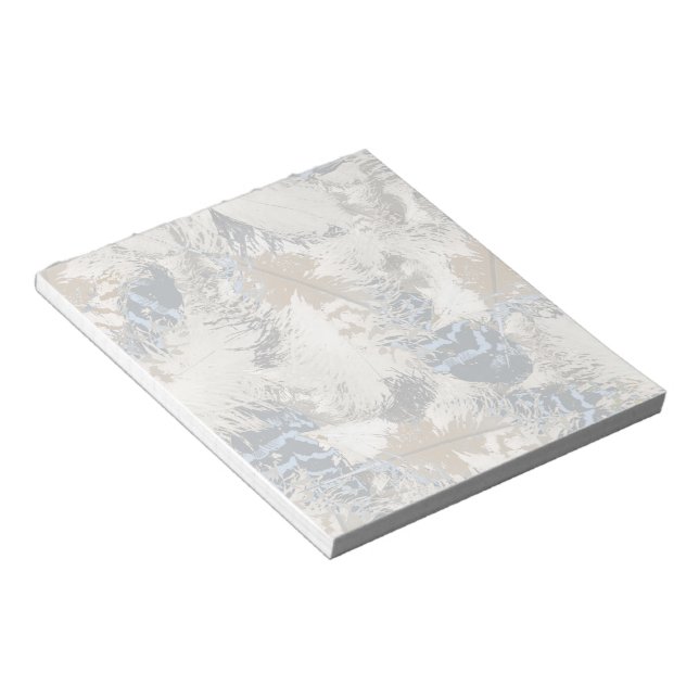 owl Feathers, grey, beige and blue, bird, light, N Notepad (Angled)