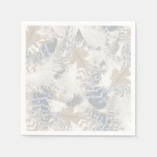 owl Feathers, grey, beige and blue, bird, light, Napkin
