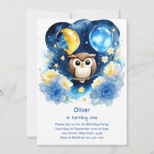 Owl First Birthday Invitation