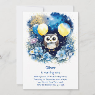 Owl First Birthday Invitation