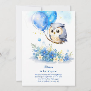 Owl First Birthday Invitation