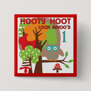 Owl First Birthday T-shirts and Gifts 15 Cm Square Badge