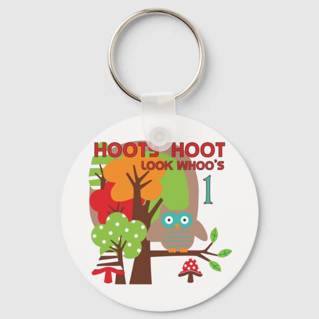 Owl First Birthday T-shirts and Gifts Key Ring (Front)