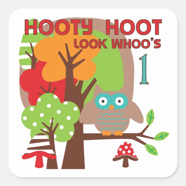 Owl First Birthday T-shirts and Gifts Square Sticker (Front)