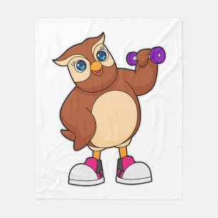 Owl Fitness Dumbbell Fleece Blanket