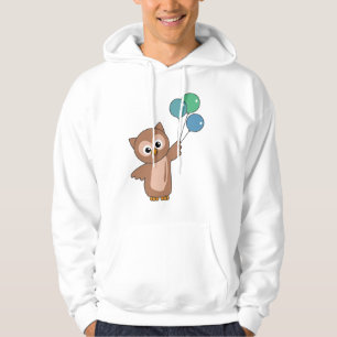 Owl Flies With Balloons Sweet Animals For Children Hoodie
