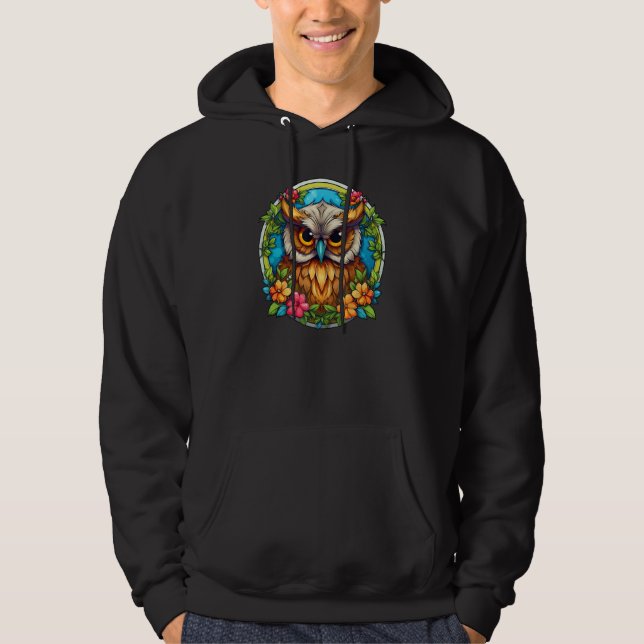 Owl Floral Flowers Nature Bird Animals Womens Girl Hoodie (Front)