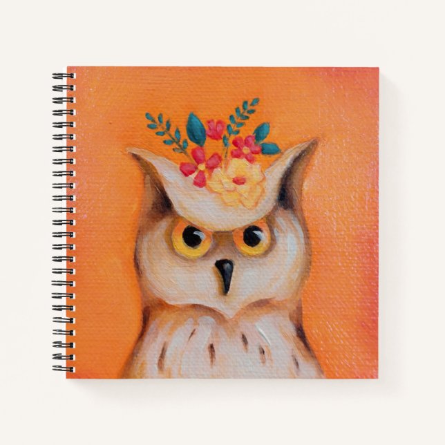 Owl & Flowers Hardcover Notebook (Front)