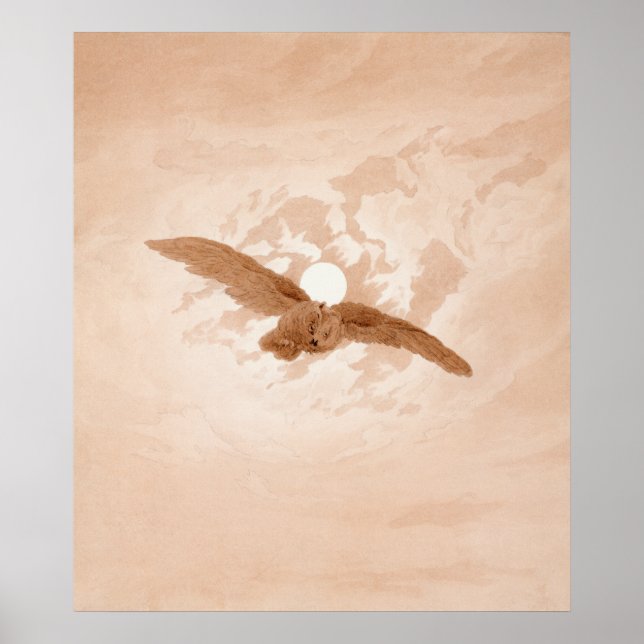 Owl Flying against a Moonlit Sky Caspar Friedrich Poster (Front)