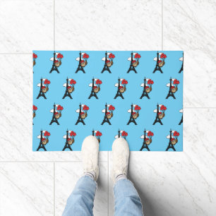 Owl Flying with Heart Balloons in Paris Doormat