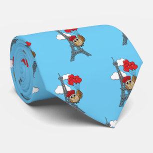 Owl Flying with Heart Balloons in Paris Tie