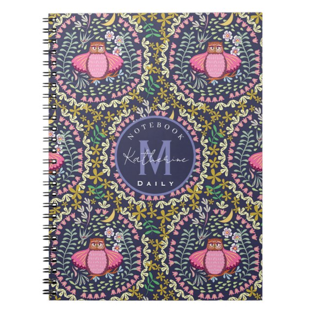 Owl Folk Navy Notebook (Front)