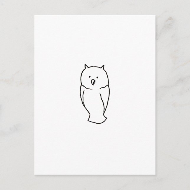 Owl - Fun cute simple totem ink line drawing art Postcard (Front)