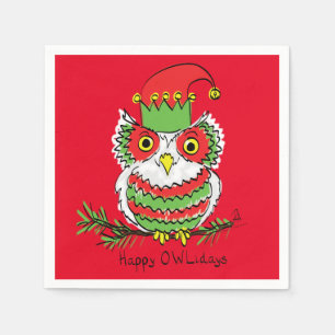 Owl Funny Christmas Cute Kids Napkin